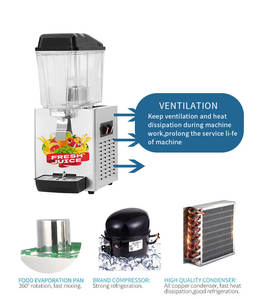 Dispensador de Jugos Comercial de Acero Inoxidable, Dispensador de Bebidas Frías de 16 Litros con un Solo Tanque, Enfriador de Plástico Transparente, Máquina de Jugos - Product Image 3