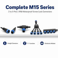 Conector de Cable Jnicon M15 con Bloqueo de Tornillo en Forma de F, Y y T, UL94-V0, Alto Aislamiento, Conexión Eléctrica Confiable, Resistente al Agua IP68