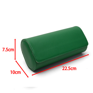 Étui de voyage portable haut de gamme pour montres, 3 emplacements, en cuir grainé vert avec intérieur en daim crème, boîte de rangement pour montres automatiques - Product Image 6