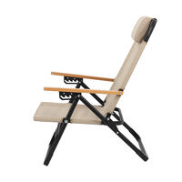 Chaise pliante de camping moderne avec logo personnalisé, dossier inclinable, accoudoirs, structure en acier durable, design ultra confortable