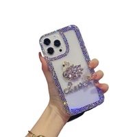 Étui de luxe XP1226 en strass motif cygne pour iPhone 17/16 Pro Apple 15 Transparent 14 Max Housse de protection 13 Bracelet en cristal
