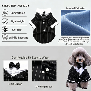 Traje de Esmoquin de Lujo Personalizado para Perro, OEM, Poliéster, con Corbata de Moño a Rayas, para Bodas, Cumpleaños, Fiestas, Disfraz Formal para Mascotas, Ropa para Perros Caballerosos - Product Image 3