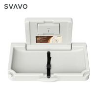 Table à langer 2-en-1, pliable en HDPE, à fixer au mur avec porte-mouchoirs intégré, pour les crèches publiques et les toilettes