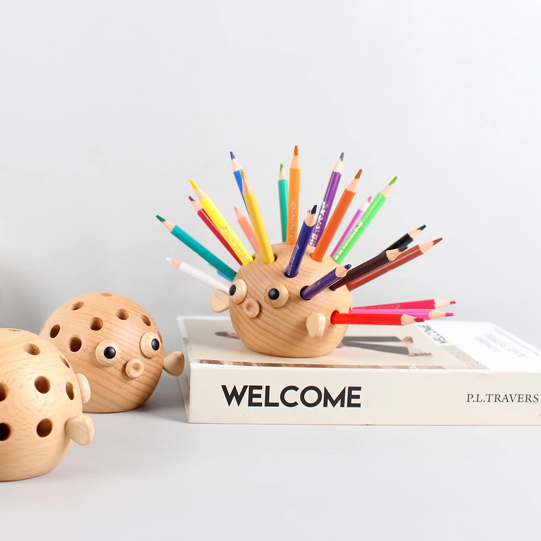 original design Christmas gift nordic style beech solid wood for 24-hole creative puffer pen holder