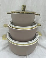 Hete verkoop 3-delige set 1.8L+3.5L+6L rode voedselwarmer roestvrijstalen binnenpan kookpot huiskamer keuken