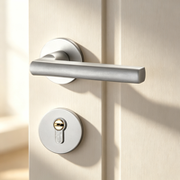 Poignée de porte intérieure en alliage d'aluminium argenté Moonlight avec serrure, entrée silencieuse à clé, pour porte à mortaise fendue en bois