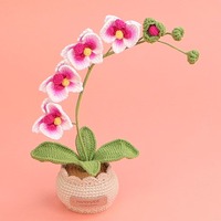 Pot Bunga Anggrek Rajutan Tangan Grosir untuk Hadiah Natal, Valentine, Wisuda
