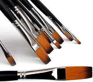 Pinceaux d'artiste professionnels, manche en bois noir, différentes tailles, forme plate, pinceaux de <span class=keywords><strong>peinture</strong></span> pour aquarelle, huile, <span class=keywords><strong>acrylique</strong></span> - Product Image 1