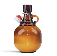 Bouteilles de bière et de boissons en verre ambré personnalisées de 380 ml, type Growler, avec bouchon à bascule et petite poignée