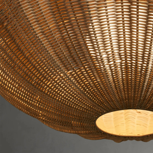 Lámpara colgante de ratán estilo bohemio con forma de concha de vieira, pantalla tejida a mano, luz de suspensión para villa, casa, comedor, decoración del hogar - Product Image 3