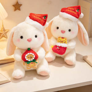 Peluche <span class=keywords><strong>Coniglio</strong></span> Natalizio con Orecchie Cadenti e Cappello da Babbo Natale, Decorazione Morbida e Soffice per Divano e Casa, Regalo per Bambini - Product Image 3