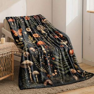 Boho Butterfly Mushroom Flannel <b>Blanket</b> <b>Throw</b> <b>Blanket</b> Nap <b>Blanket</b> Reversible Cozy Warm for Bed Sofa Couch Custom Print - Product Image 2