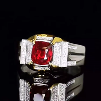 Bague en or 18 carats avec rubis rouge naturel non chauffé du Mozambique de 1,54 ct et diamants véritables d'Afrique du Sud, bijoux fins pour hommes