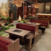 Meubles de salle à manger modernes en bois et cuir souple, table et chaise blanches et noires, canapé pour restaurant, café, utilisation en extérieur