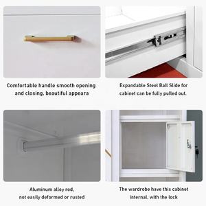 מותאם אישית 5 דלת מראה עיצוב מגירת אחסון ארון בגדים בגדים ריהוט חדר שינה מתכת + ארון בגדים - Product Image 6