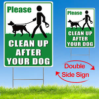 Panneau de jardin en plastique ondulé double face personnalisé, résistant aux intempéries, avec avertissement de nettoyage des excréments de chien et piquet en H