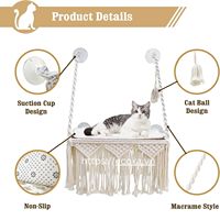Hamac de fenêtre pour chat en macramé, classique, durable, rectangulaire, gain de place, 4 places, chaud, lavable, en carton solide