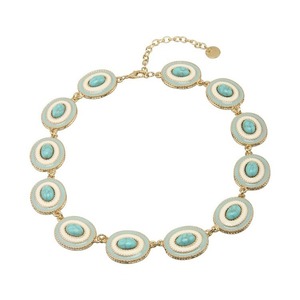 Conjunto de Joyería de Moda: Collar y Pendientes Ovalados de Esmalte Turquesa Vintage para Mujer, Ideal para Uso Diario y con un Toque de Alta Gama - Product Image 6