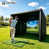 Tente de simulation de golf gonflable pour entraînement intérieur/extérieur avec écran d'impact pour la pratique sportive