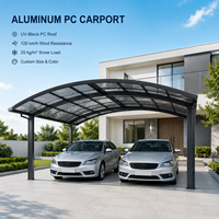 Abri de voiture double en aluminium et polycarbonate résistant au vent pour villa moderne, adapté à toutes les conditions météorologiques