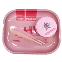 Vente en gros OHIS 10 en 1 Kit de fumée couleur rose ensemble de broyeur d'herbes portable avec plateau en métal ensemble d'accessoires de boîte à fumer à papier à rouler