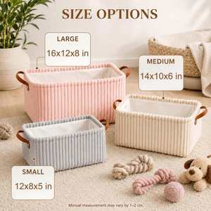 Personalized Rectangle Corduroy Baby Storage Basket Custom Yarn Name Laundry <b>Hamper</b> Foldable Diaper Bin Handcrafted <b>Newborn</b> - Product Image 5