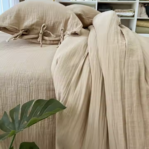 Ensemble de housse de couette <span class=keywords><strong>vert</strong></span> <span class=keywords><strong>sauge</strong></span> moderne cravates coton <span class=keywords><strong>Double</strong></span> <span class=keywords><strong>gaze</strong></span> drap taie d'oreiller ensembles de literie pour lit king ou queen size - Product Image 4