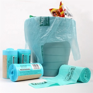 Sacs poubelles écologiques en canne à sucre, sacs poubelles verts en PE à base végétale avec bord ondulé, vente en gros personnalisée directe usine - Product Image 2