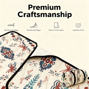 Manta de Picnic Plegable Impermeable, Ligera y Compacta, Estilo Bohemio, Blanca, Gruesa, Portátil, Lavable a Máquina, para Acampar al Aire Libre - Product Image 4
