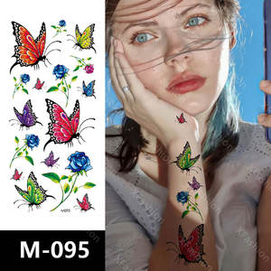 3D mariposa flor de loto sexy chica cuerpo personalizado pigmento transferencia de agua temporal mehndi puntadas sexy espalda baja tatuaje pegatinas - Product Image 5