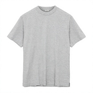 T-shirt décontracté gris chiné uni à col ras du cou et manches courtes pour homme, coupe décontractée, idéal au quotidien - Product Image 1