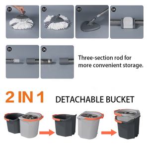 HOLAMOPA Serpillère à double usage humide et sèche avec seau séparable Serpillère rotative à 360° et ensemble de seau avec accessoire de brosse à récurer - Product Image 5