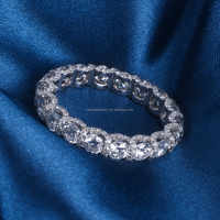 Bague d'éternité en argent S925, or massif 10K 14K 18K, 3,5 mm, D VVS, moissanite ronde, diamant cultivé en laboratoire, alliance pour femme