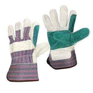 Sıcak satış kaynak Rigger eldiven takviyeli çift palmiye deri inek bölünmüş deri şeker şerit iş eldivenleri - Product Image 6