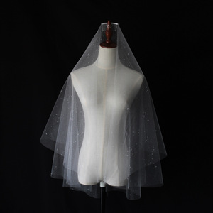 Brillant goutte d'eau haute transparence gaze <span class=keywords><strong>voile</strong></span> de mariée Double couche peigne à cheveux Photo chapeaux cristal voiles de mariage - Product Image 1