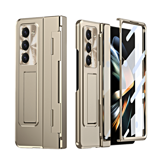 Magnetic Folding Phone Case for Samsung for Galaxy Z Fold 3 4 5 6 7 Business Design Screen Protector Pen Slot New Electroplate
