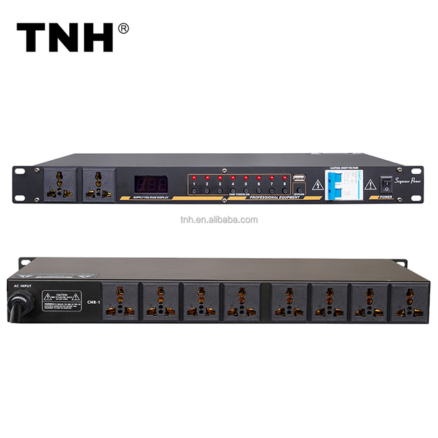 TNH PS-DB2-02 8 + 2 Outlets Power Sequencer Controller Conditioner With Air Switch LED Power Supply for Audio Equipments