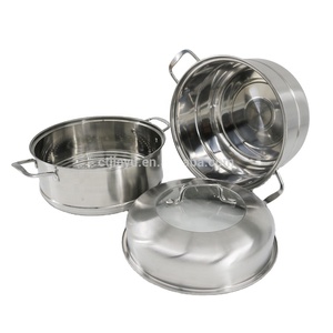 Ensemble de cuisson vapeur pour <span class=keywords><strong>couscous</strong></span> avec 2 plateaux, OEM/ODM, en acier inoxydable poli miroir intérieur et extérieur, 28 cm, 30 cm, couvercle visible en métal - Product Image 4