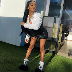 FS12094D abito Patchwork in <span class=keywords><strong>pelle</strong></span> a maniche lunghe da donna Sexy - Product Image 2