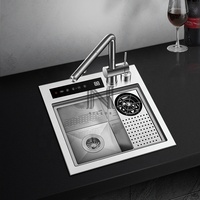 Fregadero de Cocina Inteligente con Purificación de Agua NILLOS N4442X10, Pantalla Táctil Digital, Acero Inoxidable 304 Cepillado, Un Solo Tazón, Dos Orificios