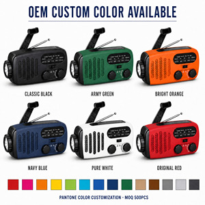 <span class=keywords><strong>Radio</strong></span> d'urgence à manivelle AM/FM solaire avec alerte météo NOAA, lampe torche LED, batterie externe 1200 mAh, SOS pour kit de survie en cas d'ouragan - Product Image 5