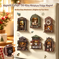 Kit DIY Aimant de Réfrigérateur 3D en Bois, Décoration de Coin de Lecture, Puzzle Miniature Fait Main, pour Présentoirs de Café, Boulangerie, Fleuriste