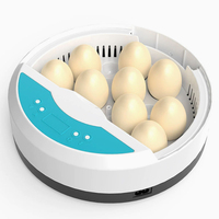 Mini incubateur automatique pour 9 œufs avec lampe à œufs LED et contrôle numérique de la température pour l'éclosion de poulets, canards et cailles