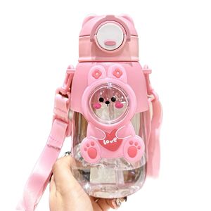 Large Capacity 660ml Cute Kawaii Cartoon Kids Water Bottle <b>Straw</b> Drink <b>Cup</b> for Students School Travel - Product Image 5
