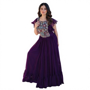 Conjunto de Vestido Anarkali de Georgette Multicolor al por Mayor con Bordado Pesado de Espejos, Ropa Étnica Festiva para Fiesta de Mujer, Invierno y Verano - Product Image 1