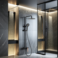 Ensemble de douche à effet pluie à poignée unique contemporain noir Rose or moderne bain douche mitigeur robinet eau chaude froide salle de bain utilisant