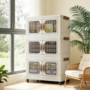Armoire de <span class=keywords><strong>rangement</strong></span> pliable moderne en PP de 55 cm avec portes magnétiques doubles pour la maison et le jardin, articles de cuisine, <span class=keywords><strong>rangement</strong></span> de cuisine - Product Image 5
