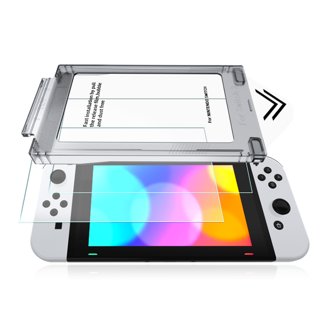 2.5D HD Clear Screen Tempered Glass Protector for Nintendo Switch OLED With Dust-removal Easy Installation Kit