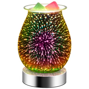 3D effect glass lamp aroma wax warmer for houseware, Touch control electric oil burner lamps