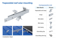 Support de montage en aluminium pour système de fixation de panneaux solaires sur toit en acier ondulé